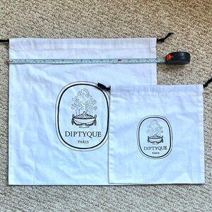 Diptyque Set of 2 Cotton Cloth Drawstring Bags. Travel. Organizing. Pouch